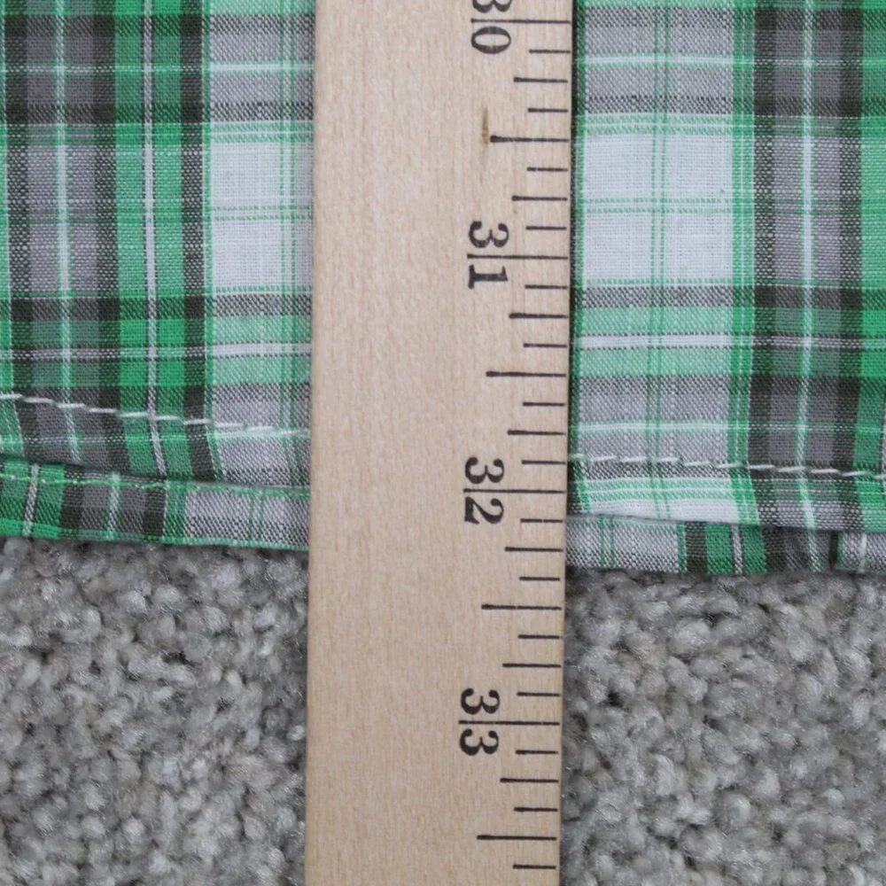 The North Face Shirt Mens XL Green/Gray Plaid Short Sleeve Cotton/Poly Button‎